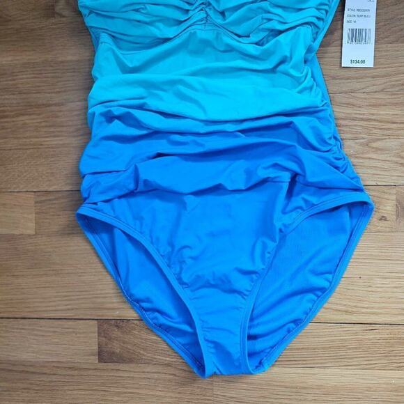 Bleu By Rod Beattie Shirred Underwire One-piece Swimsuit - Surf Bleu Size 10 - Picture 13 of 13